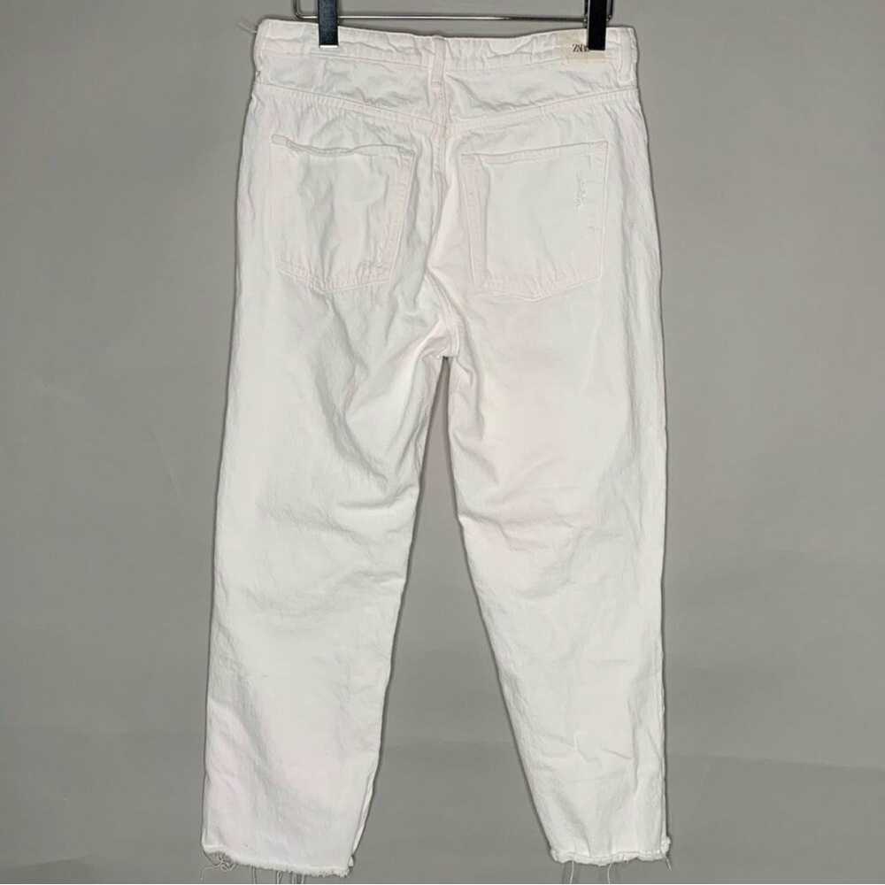 Zara Women's white High Rise Wide Leg Jeans